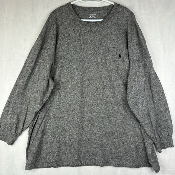 Polo Ralph Lauren Mens Shirt 1XB Gray‎ Long Sleeve Tee Round Neck Cotton Pony - Picture 1 of 11